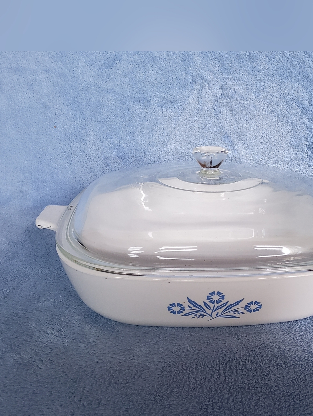 Vintage Corning Ware Blue Cornflower 10" Casserole Dish W/ Chipped Lid P-10-B